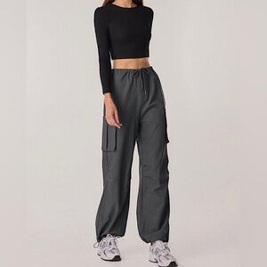 LA Hearts grey parachute pants